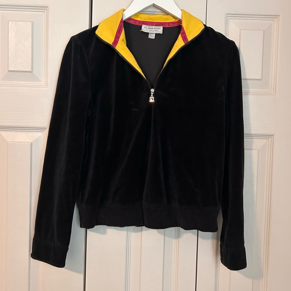 St. John Sport by Marie Gray Sport Black Half Zip Pull Over Sweatshirt Sz Small